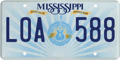 MS license plate LOA588