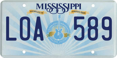 MS license plate LOA589