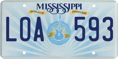 MS license plate LOA593