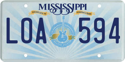 MS license plate LOA594