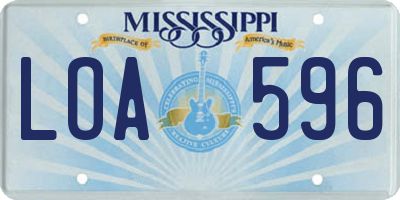 MS license plate LOA596