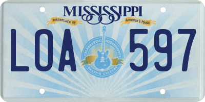 MS license plate LOA597