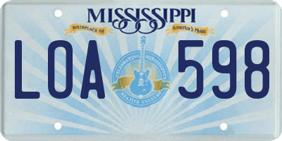 MS license plate LOA598