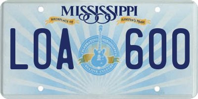 MS license plate LOA600