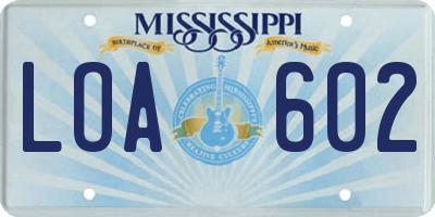 MS license plate LOA602