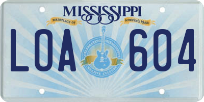 MS license plate LOA604