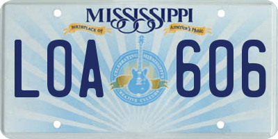 MS license plate LOA606
