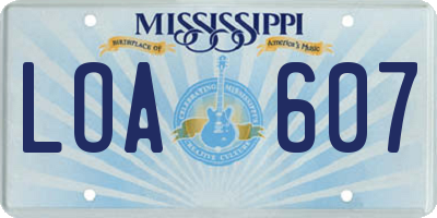 MS license plate LOA607