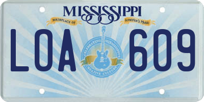 MS license plate LOA609