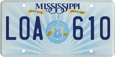 MS license plate LOA610