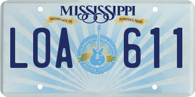 MS license plate LOA611