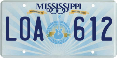 MS license plate LOA612