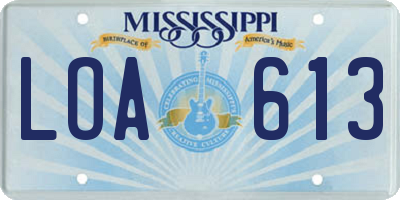MS license plate LOA613