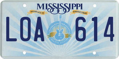MS license plate LOA614