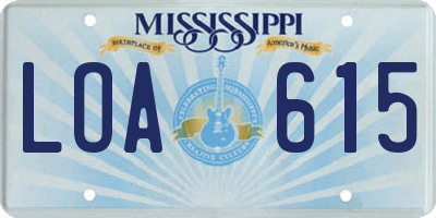 MS license plate LOA615