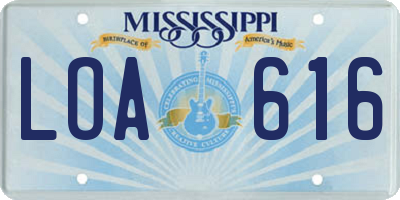 MS license plate LOA616