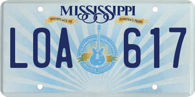 MS license plate LOA617