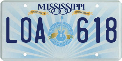 MS license plate LOA618