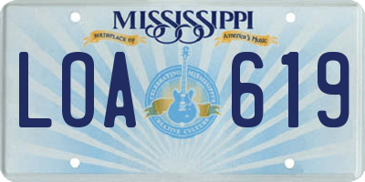 MS license plate LOA619