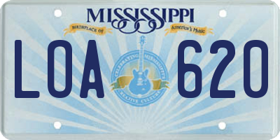 MS license plate LOA620
