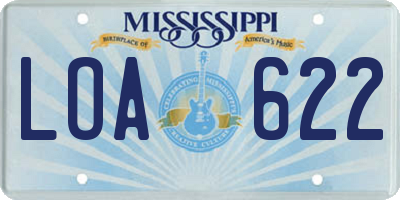 MS license plate LOA622