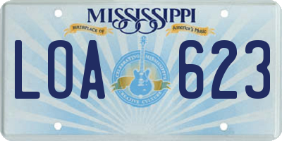 MS license plate LOA623