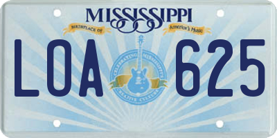 MS license plate LOA625