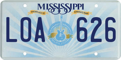 MS license plate LOA626