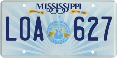 MS license plate LOA627