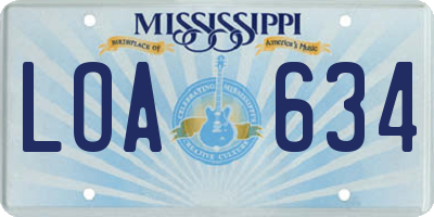 MS license plate LOA634