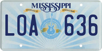 MS license plate LOA636