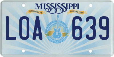 MS license plate LOA639