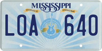 MS license plate LOA640