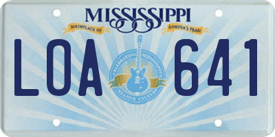MS license plate LOA641