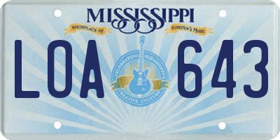 MS license plate LOA643
