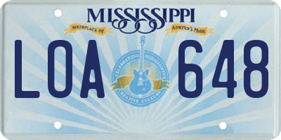 MS license plate LOA648
