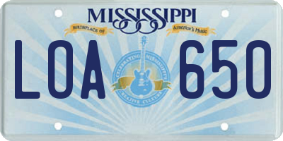 MS license plate LOA650