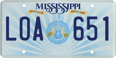 MS license plate LOA651