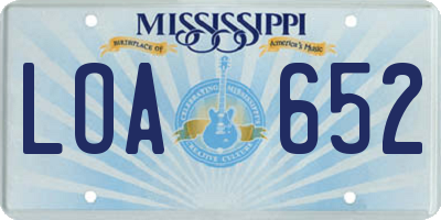 MS license plate LOA652