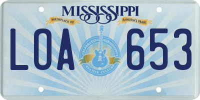 MS license plate LOA653