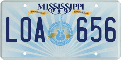 MS license plate LOA656