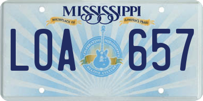 MS license plate LOA657