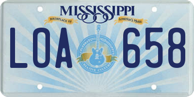 MS license plate LOA658