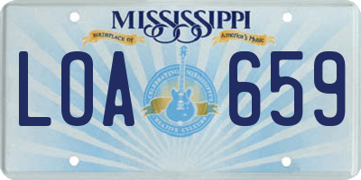 MS license plate LOA659