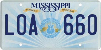 MS license plate LOA660