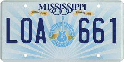 MS license plate LOA661