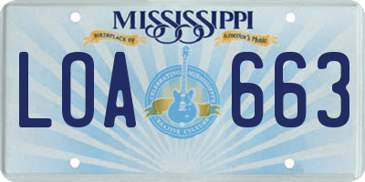 MS license plate LOA663