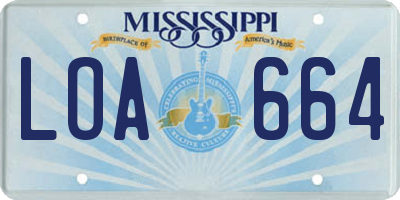MS license plate LOA664