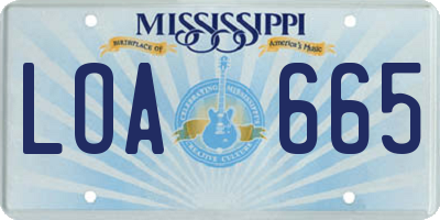 MS license plate LOA665