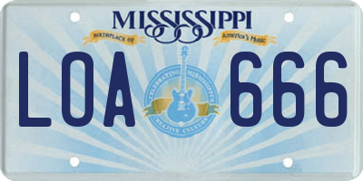 MS license plate LOA666